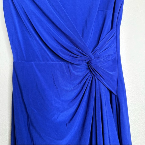 Lauren Ralph Lauren Dress Womens Size 2P Mock Wrap Capri Blue Cap Sleeve Stretch - Picture 3 of 12
